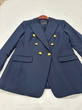 Banana Republic Navy Double-Breasted Blazer with Gold Buttons